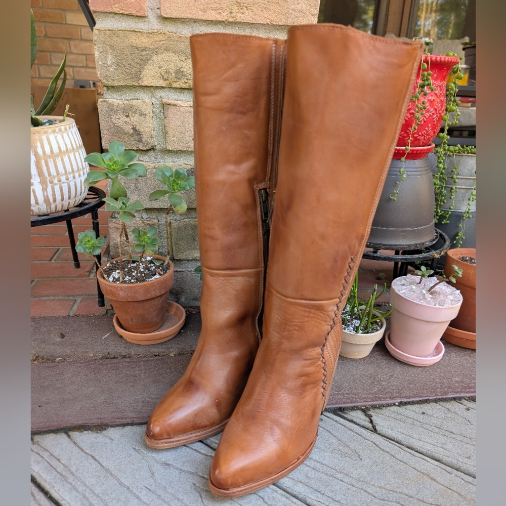 RARE Freebird By Steven 'Knife' Mid Calf Tan Camel Brown Boots Size 8 NEW